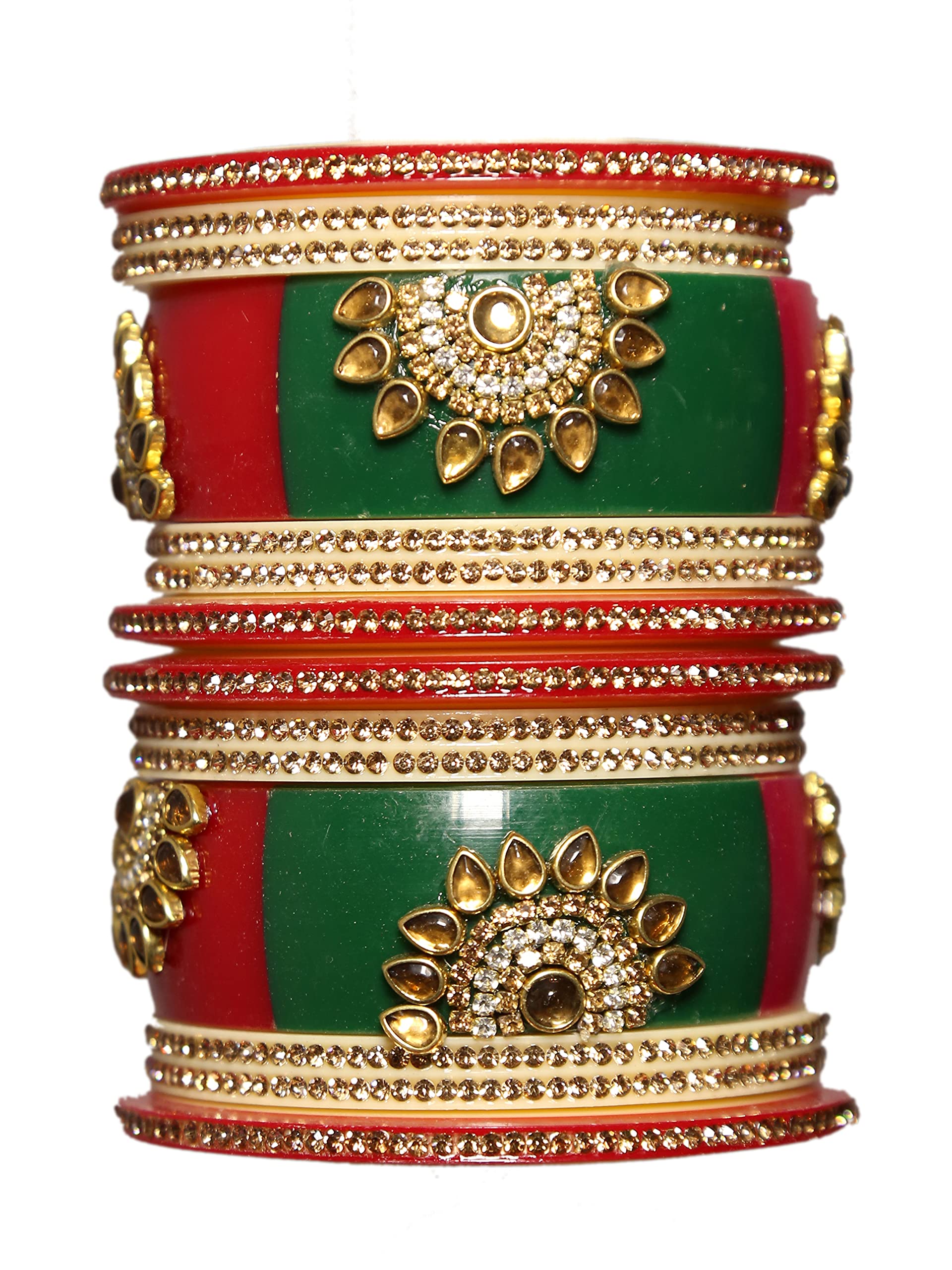 ROYAL Bangles Gold Plated Plastic Seap Red Colour Bridal Rajasthani Chuda Set For Women & Girls