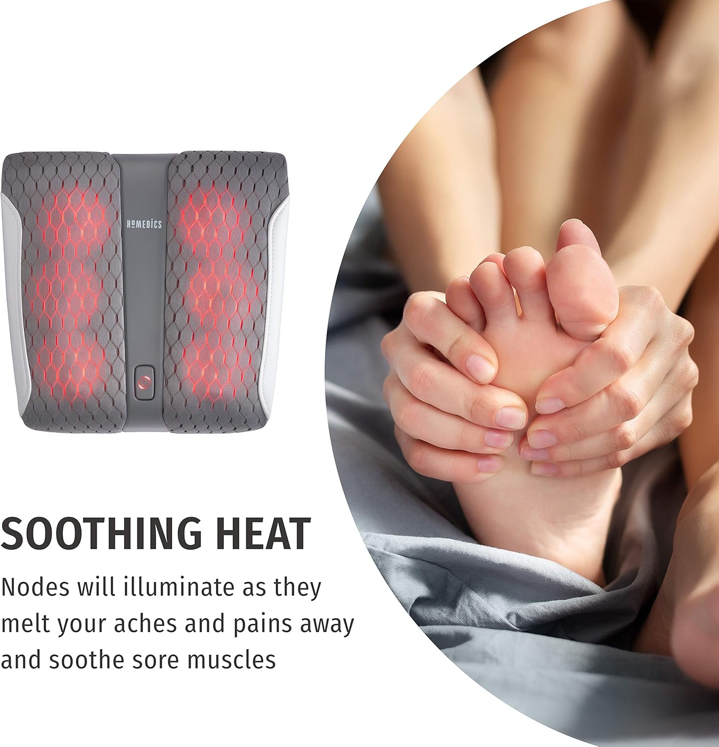 HoMedics Gentle Touch Gel Shiatsu Foot Massager, Heat Therapy, Electric Deep-Kneading Shiatsu Gel-Node Massage with 6 Nodes, Toe-Touch Controls for All Feet Sizes, Foot Pain Relief, Plantar Fasciitis : Health & Household