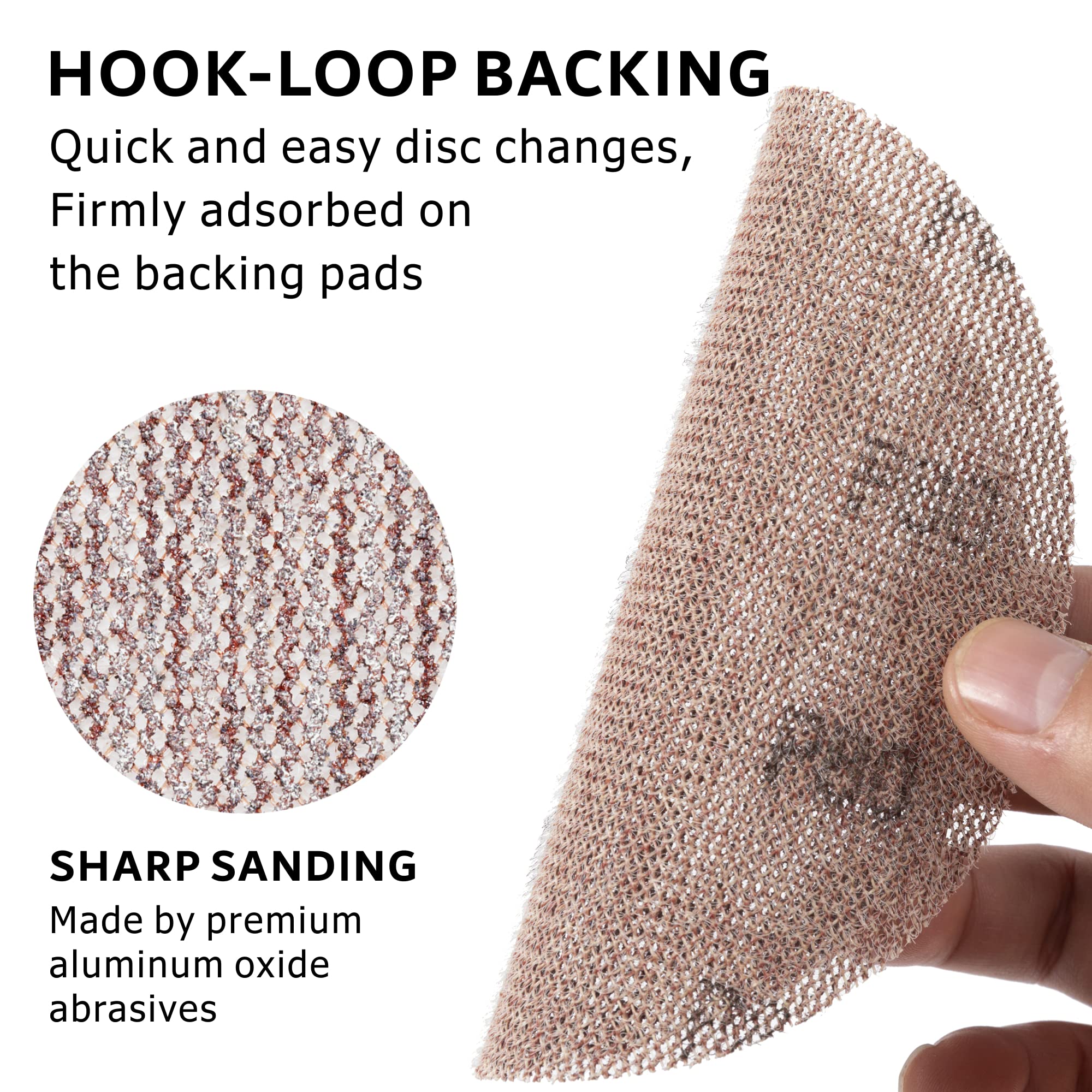 180GRIT 50 stks 5-Inch Mesh Schuurschijven Hook & Loop Schuurpapier, Stofvrij Anti-Blocking Net Schuurpapier Vellen voor Auto Body, Hout, Gipsplaten, Metaal