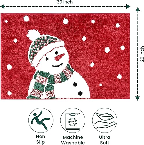 Miniatura 2 de Alfombra de baño de Navidad con parte trasera antideslizante, decoración del hogar, microfibra súper suave y absorbente, alfombra de ducha para
