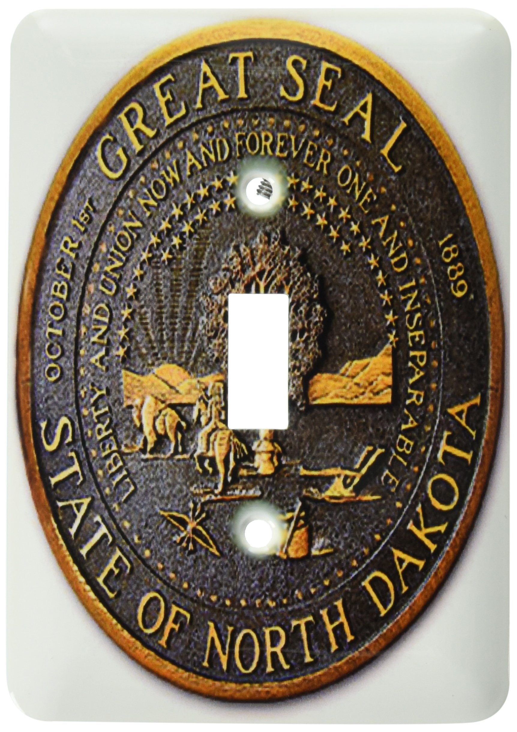 Interrupteur à baïonnette Seal of North Dakota 3dRose LSP_55283_1 pour décoration murale