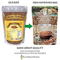 Vista 7 de Pure Natural Miracles Puntas de cacao de 1 libra y cacao en polvo de 2 libras, orgánico crudo sin azúcar