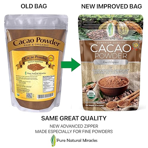 Miniatura 7 de Pure Natural Miracles Puntas de cacao de 1 libra y cacao en polvo de 2 libras, orgánico crudo sin azúcar