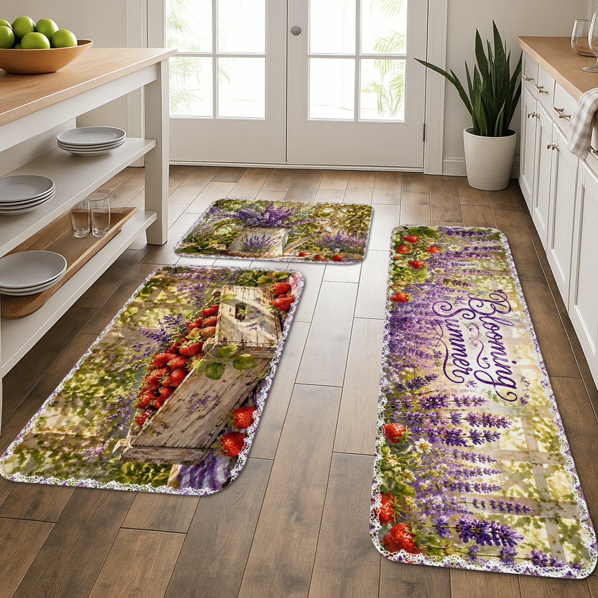 Tapis de cuisine rembourrés et lavables Blooming Summer confort