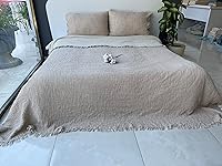 Vista 4 de Manta de muselina 100% algodón, colcha de 4 capas, funda de cama suave de muselina de algodón turco, colcha reversible, beige