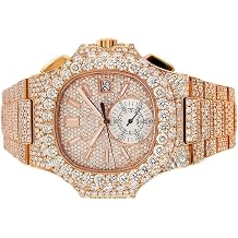 Luxury Moissanite Diamond Watch for Men | Fully Iced Out Rose Gold Automatic Watch | Premium Hip Hop Style | Water Resistant | High-End Designer Timepiece