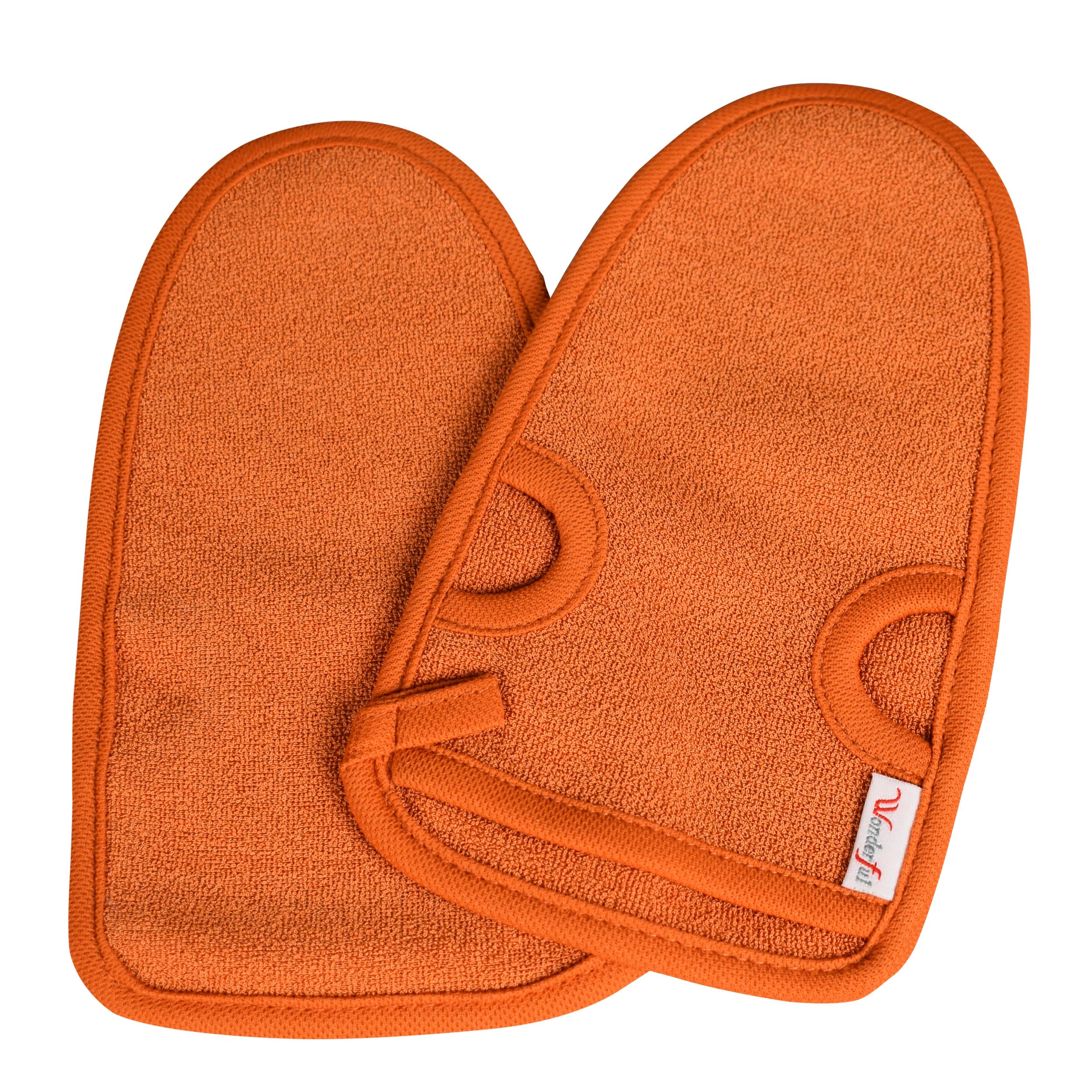 Exfoliating Glove for Body Scrub - Deep Cleansing, Dead Skin Removal, Spa Quality, Soft & Durable, Fits All Hand Sizes (ORANGE) - Image 2