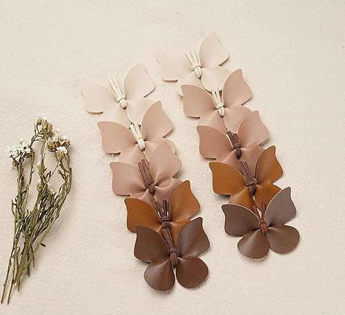Miniatura 6 de 20 pinzas de mariposa para el cabello para niñas, mujeres, bebés, lazos de cuero con clips de cocodrilo totalmente forrados, accesorios para el