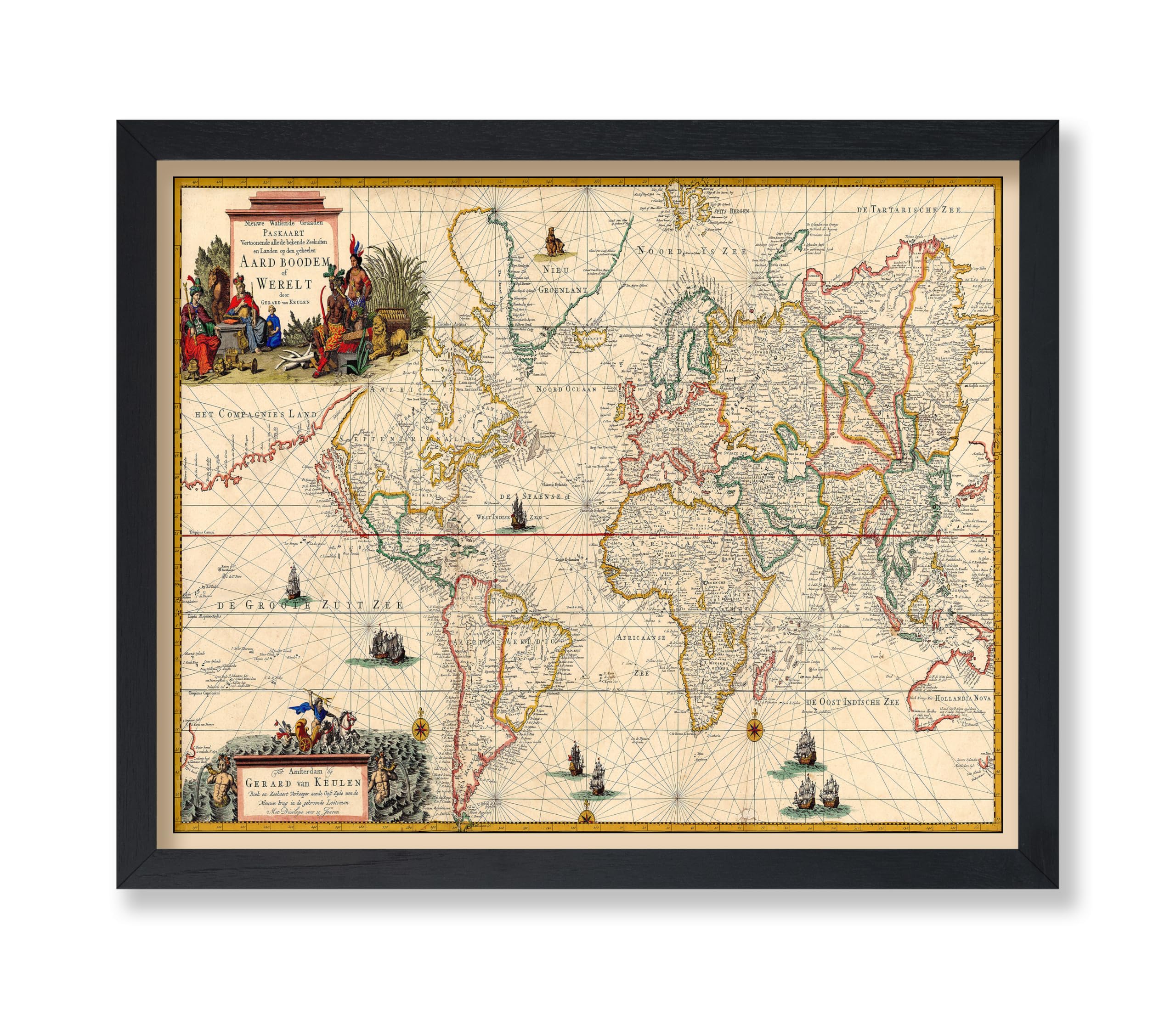 Poster Master Vintage World Sea Chart Print - Geography Poster - Explorer Wall Art - Gift for Men, Women & Travel Lover - Historical Decor for Library