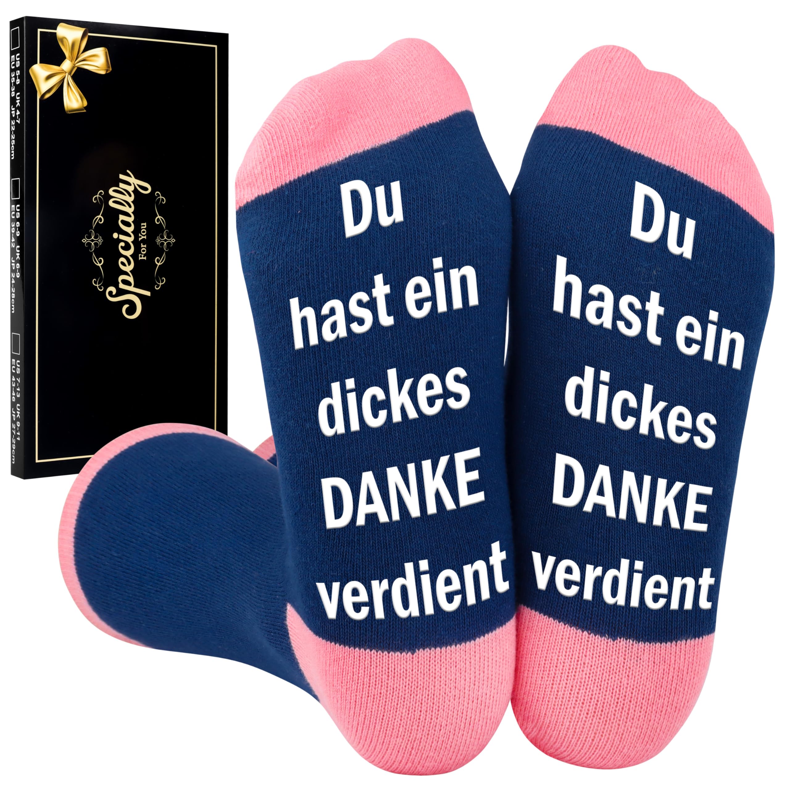 Belloxis Dankeschön Geschenke für Frauen Socken Damen 39-42 Danke Geschenk Stoppersocken Abschiedsgeschenk Kollegen Erzieherin Geschenk Lehrerin