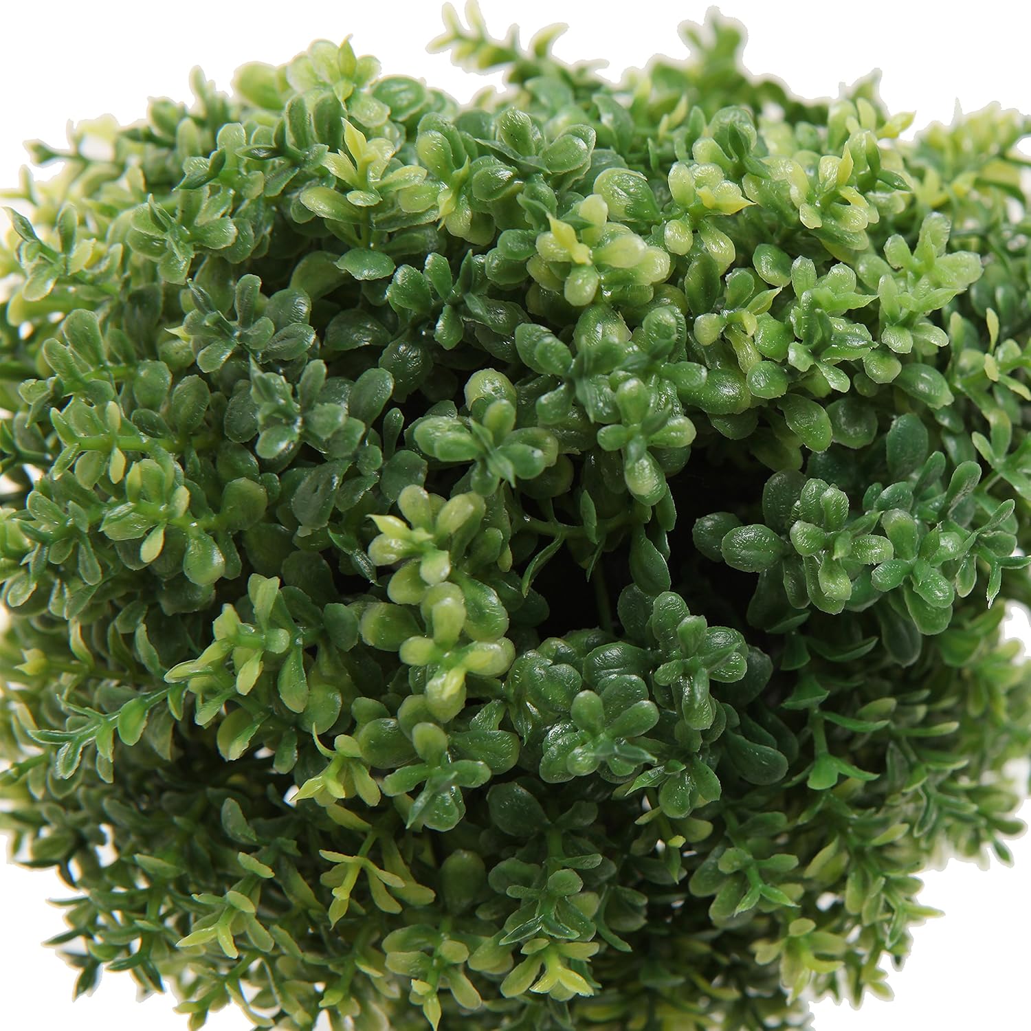 MyGift Set of 2 Small Realistic Artificial Boxwood Topiary Trees Faux Tabletop Decorative Plants with Gray Ceramic Pots -