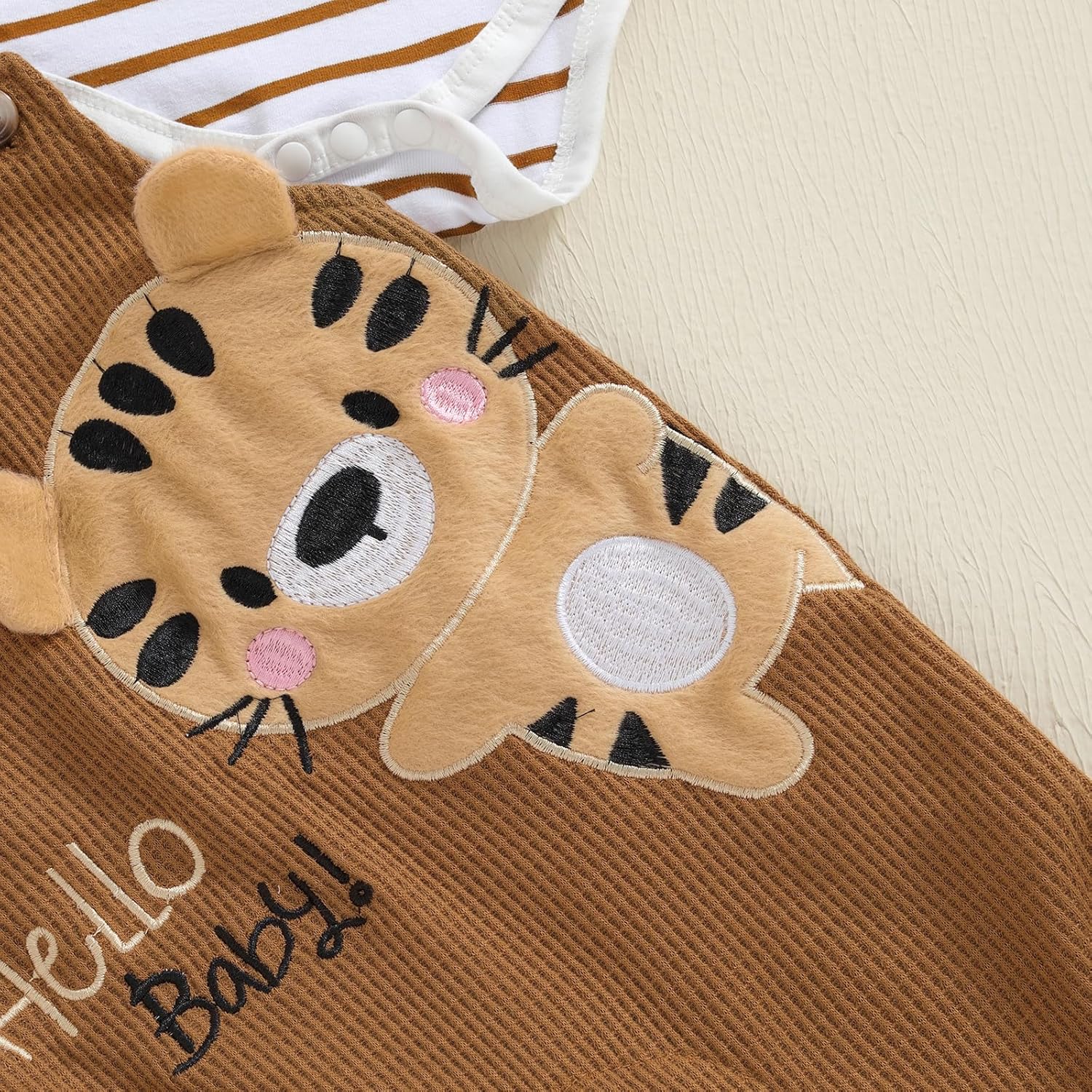 Baby Boy Clothes Set Infant Striped Long Sleeve Bodysuit Top Animal Suspender Pants Hat Newborn 3Pcs Fall Outfit - Image 5