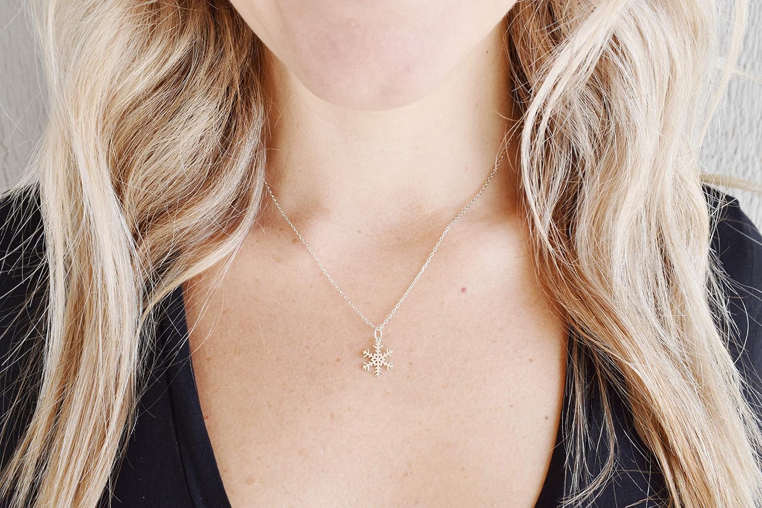 Dote Dainty Snowflake Pendant Genuine .925 Sterling Silver Necklace 16-18 Adjustable Chain