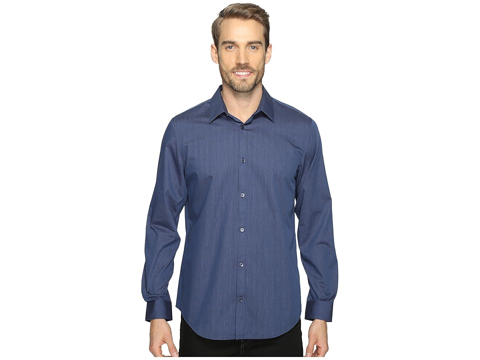 

Calvin Klein Long Sleeve Infinite Cool Button Down Stripe Shirt (Atlantis) Men's Long Sleeve Button Up
