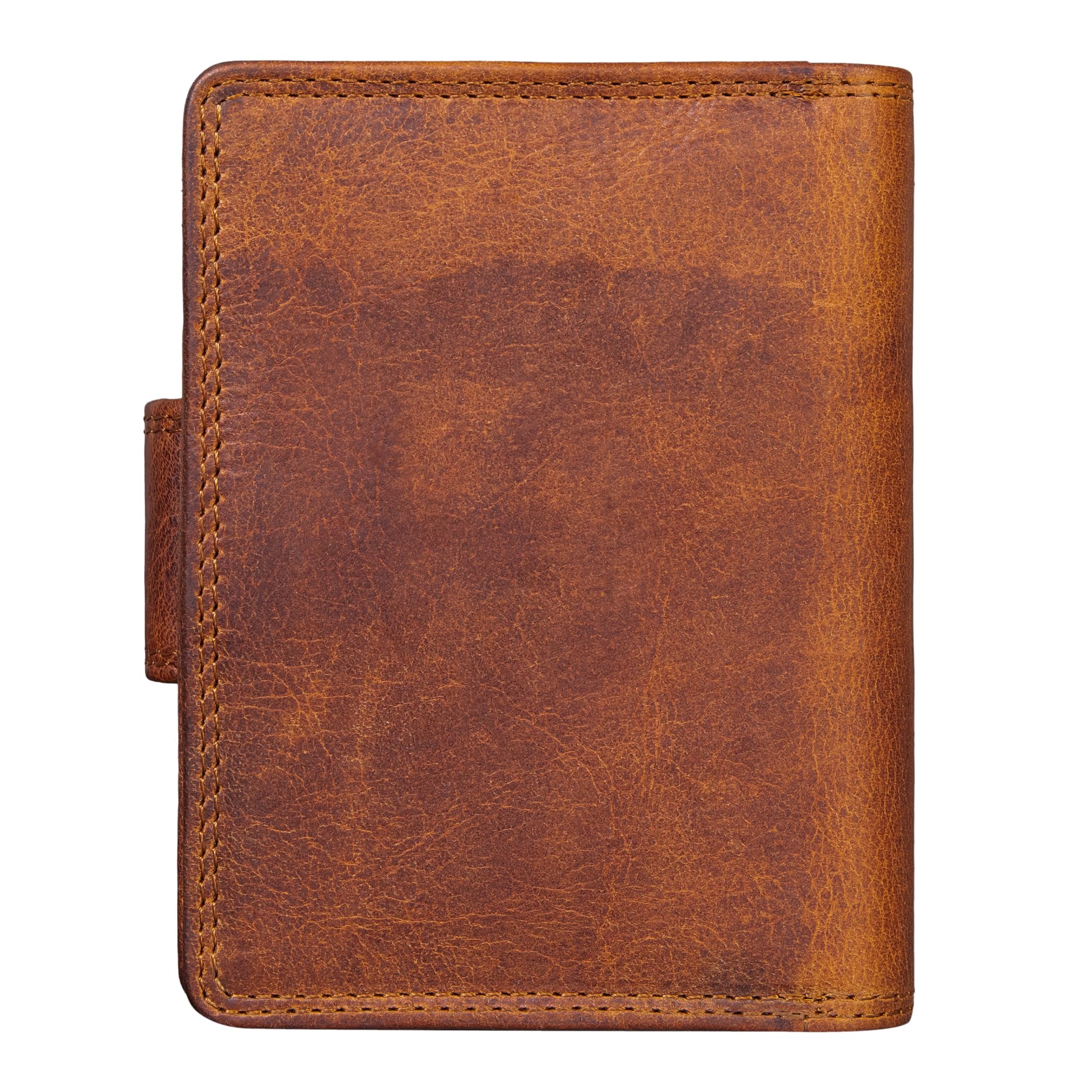 STILORD "Reese Elegante Geldbörse mit RFID Schutz Damen Herren Echtleder Portemonnaie mit Schnappverschluss Hochformat - Retro Trifold Leder Brieftasche mit Geschenkbox Farbe:Kara - Cognac