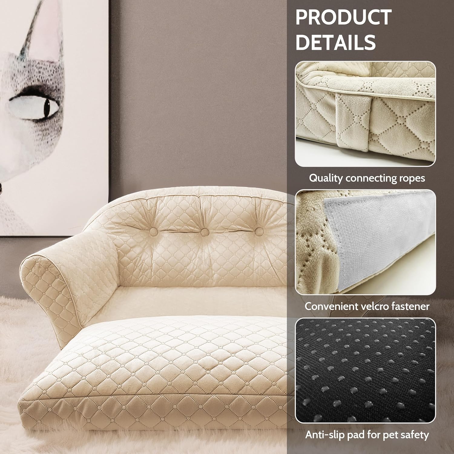 review Large Size Dog Sofa Bed, Made Sponge and Velvet, Medium Size Dog Couch with Sides, 39 * 17 * 22in, Expandable Big Dog Bed for Rest and Sleeping, Washable Large Dog Couch
