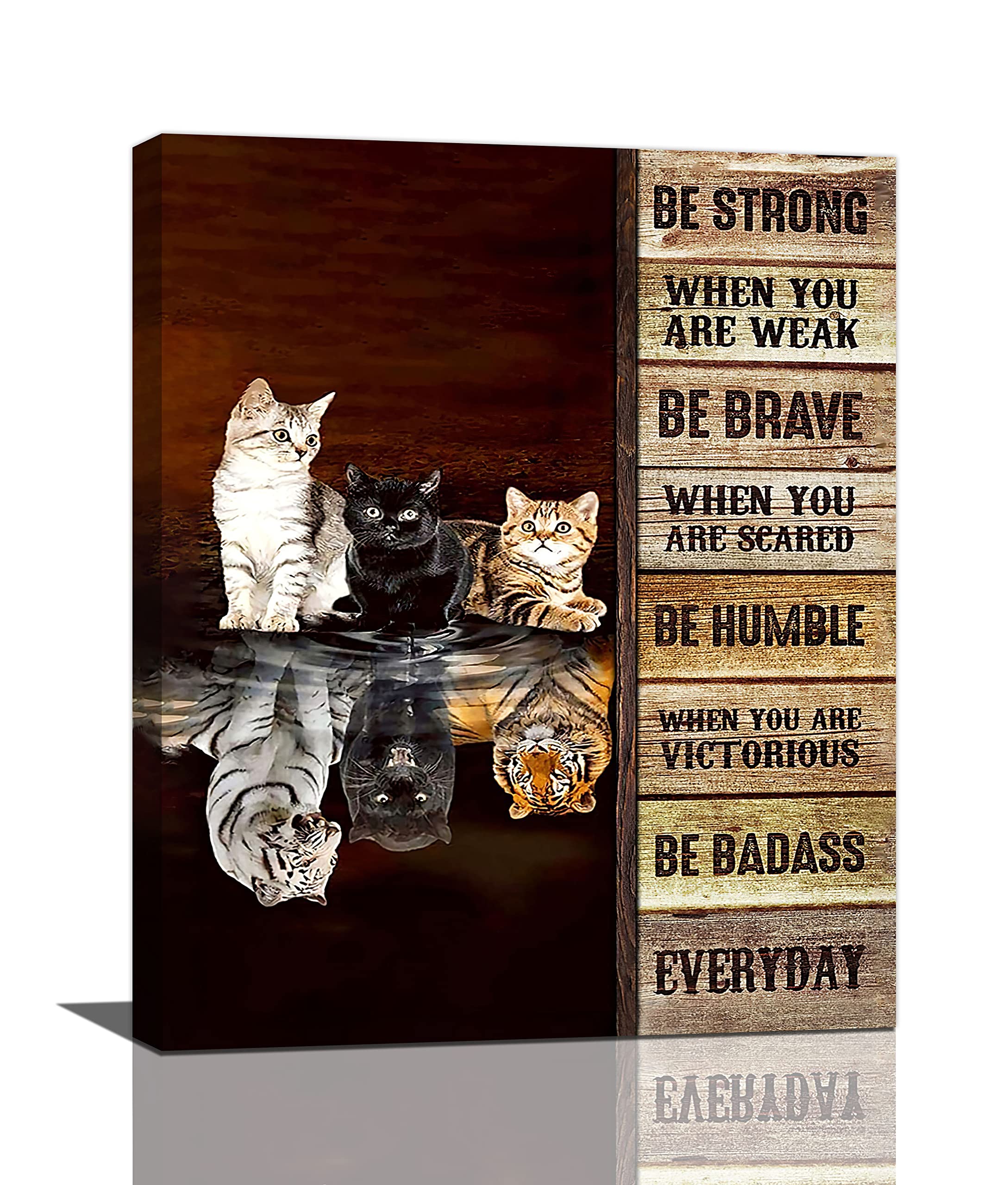 LMYSXAOZ Cat Wall Art Motivational Tiger Pictures Decor Mindset Is Everything Canvas Prints Painting Artwork Home Office Decorations For Bathroom Living Room Bedroom Framed 16"x20"