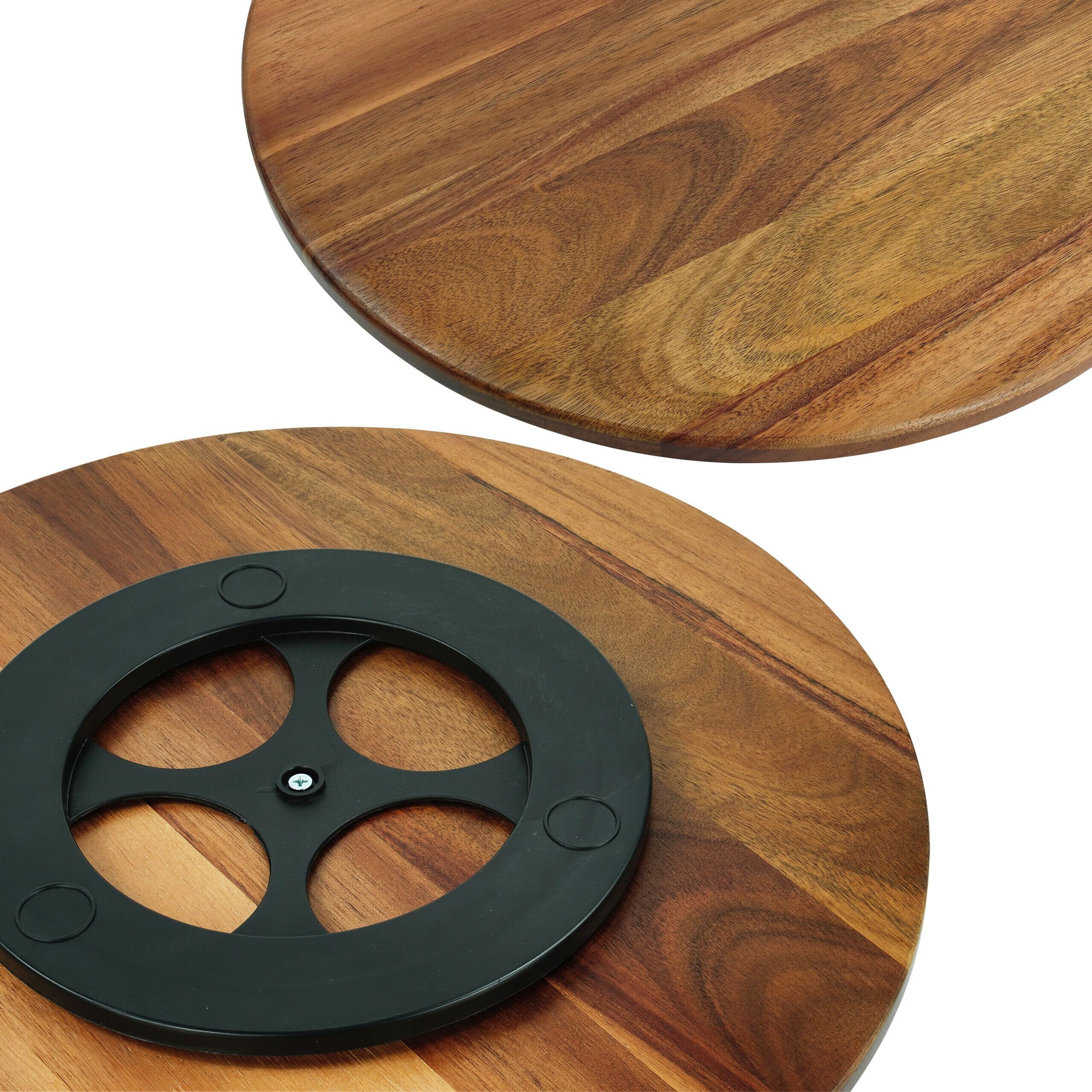 Relaxdays Plato Giratorio de Acacia, 360° rotativo, Ø 40 cm, para Servir Aperitivos, Bandeja Redonda, Color Natural