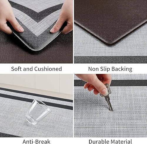 Miniatura 4 de KMAT Tapete de cocina 2 piezas Tapete de cocina acolchado antifatiga, impermeable, antideslizante, tapete ergonómico de espuma de pie para oficina,