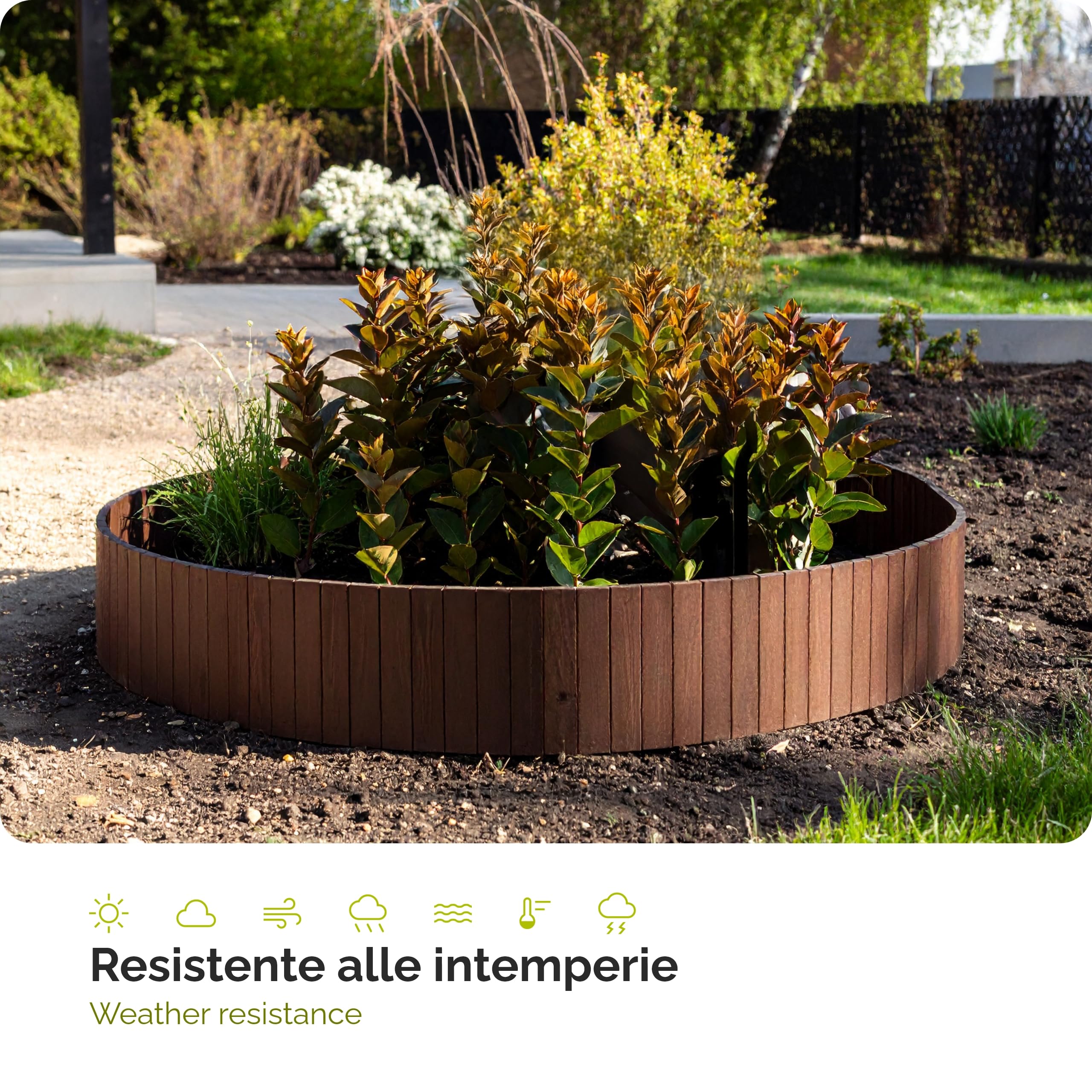 Garronda Rollborder Recinzione in legno flessibile 200 x 30 cm bordatura giardino bordura per aiuola staccionata in legno cordolo Decorazione da frutteti Palizzata GD-0149 Bianco