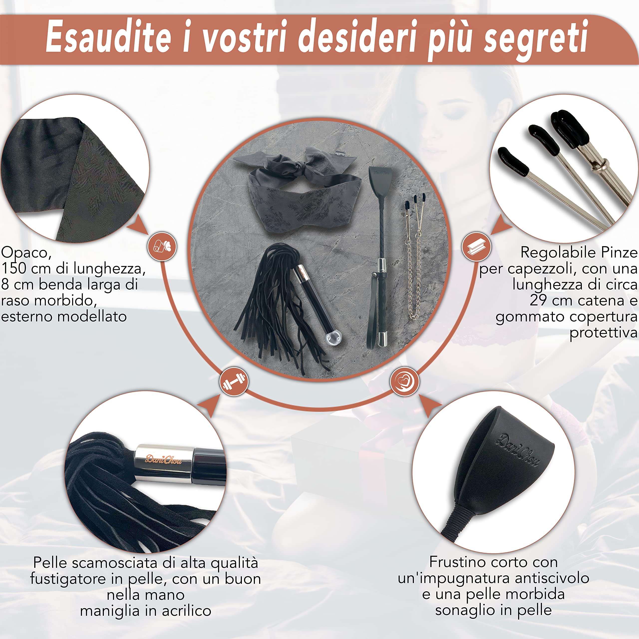 10 pezzi SM sex toys, sia sex toys che set di corde per bondage, con restrizioni e bondage, pinze per capezzoli, frusta BDSM, bavaglio