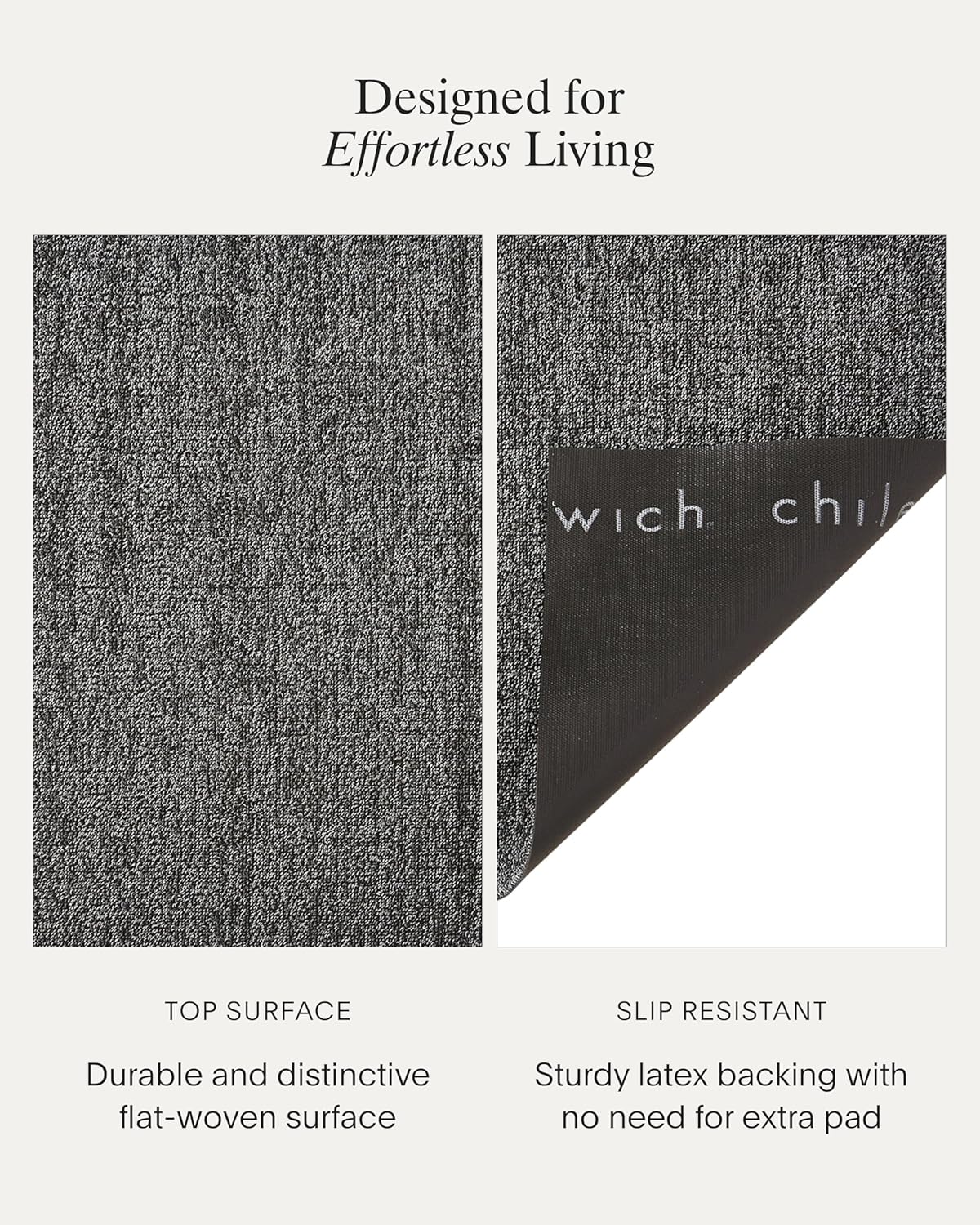 Chilewich Heathered Shag Mat - Premium Indoor/Outdoor Doormat for Entryway, Bathroom, Patio, Kitchen - Waterproof Backing - Grey 1'6" x 2'4" (Rectangular)