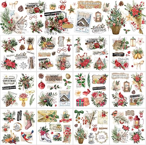Vista 15 de BBTO 12 hojas de transferencia de Navidad para manualidades y muebles, calcomanías de transferencia de Navidad, calcomanías de invierno para madera