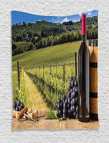 Miniatura 5 de Ambesonne Tapiz de fantasía, paisaje de fantasía con reloj, rayos de cielo de ensueño desde el techo, arte ficticio, colgante de pared ancho para