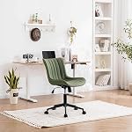 YOUNIKE Olive Green Office Chair Armless Desk Chair | Faux Leather Upholstered Task Chair, Modern Rolling Swivel Height Adjustable Rocking Computer Chair with Mid Back