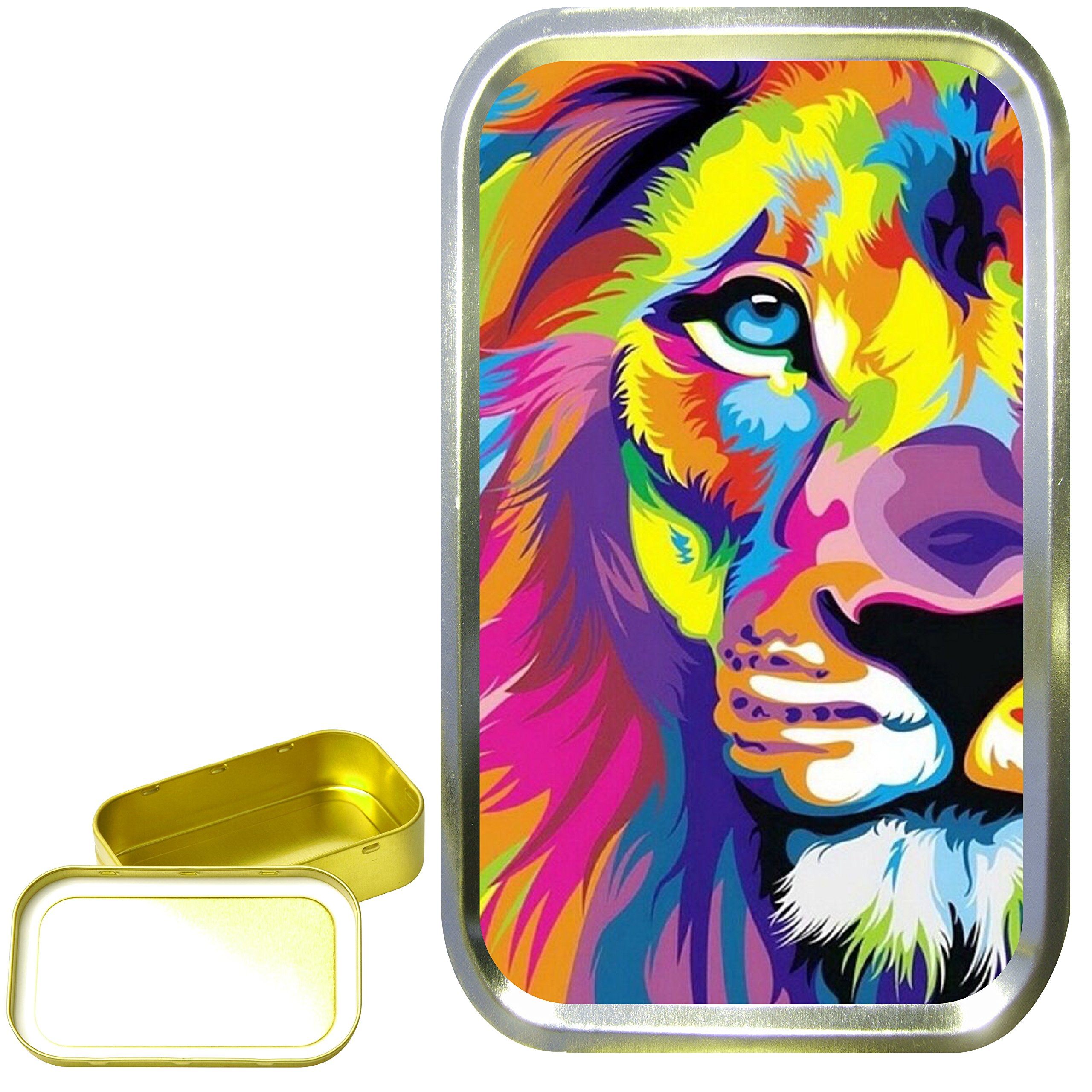 Teez Gold Rainbow Lion 1Oz Tobacco Tin,Baccy Tin, Pill Tin