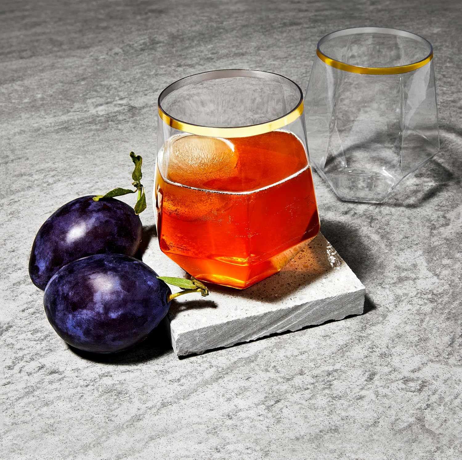 40 Pack Diamond Plastic Wine Glasses Disposable, Gold Cups, Wine Cups, Cocktail Glasses, Plastic Glasses Drinking, Outdoor or Indoor Wine Glasses for Parties, 12 Ounce - Image 2