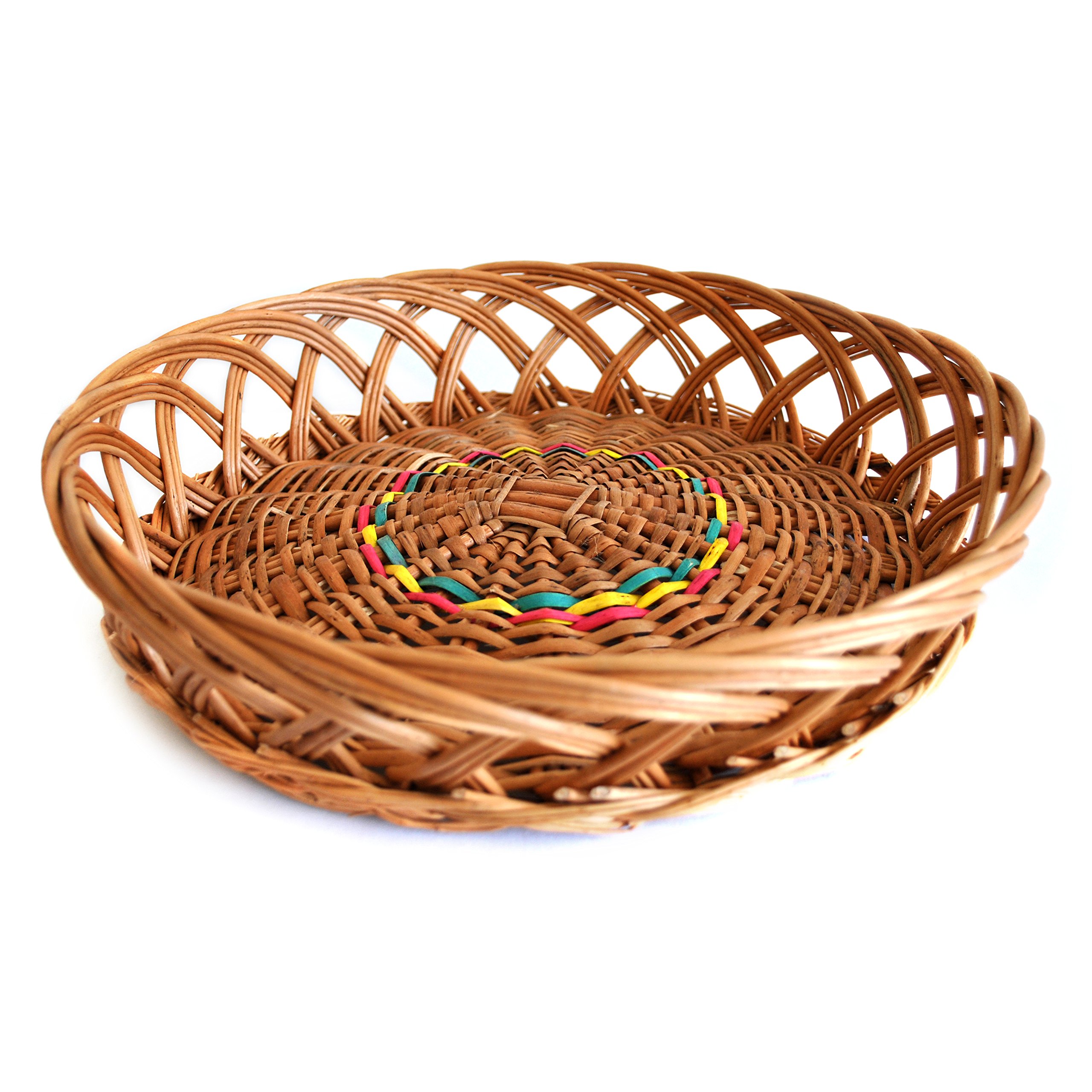 DAISYLIFE™ Multi-Coloured Eco-Friendly - Multi-Utility Crown Weave Basket | Bread Basket | Vegetable Basket | Fruit Basket | Home Decor | Best Gift Idea (29.5 x 29.5 x 8 cm)