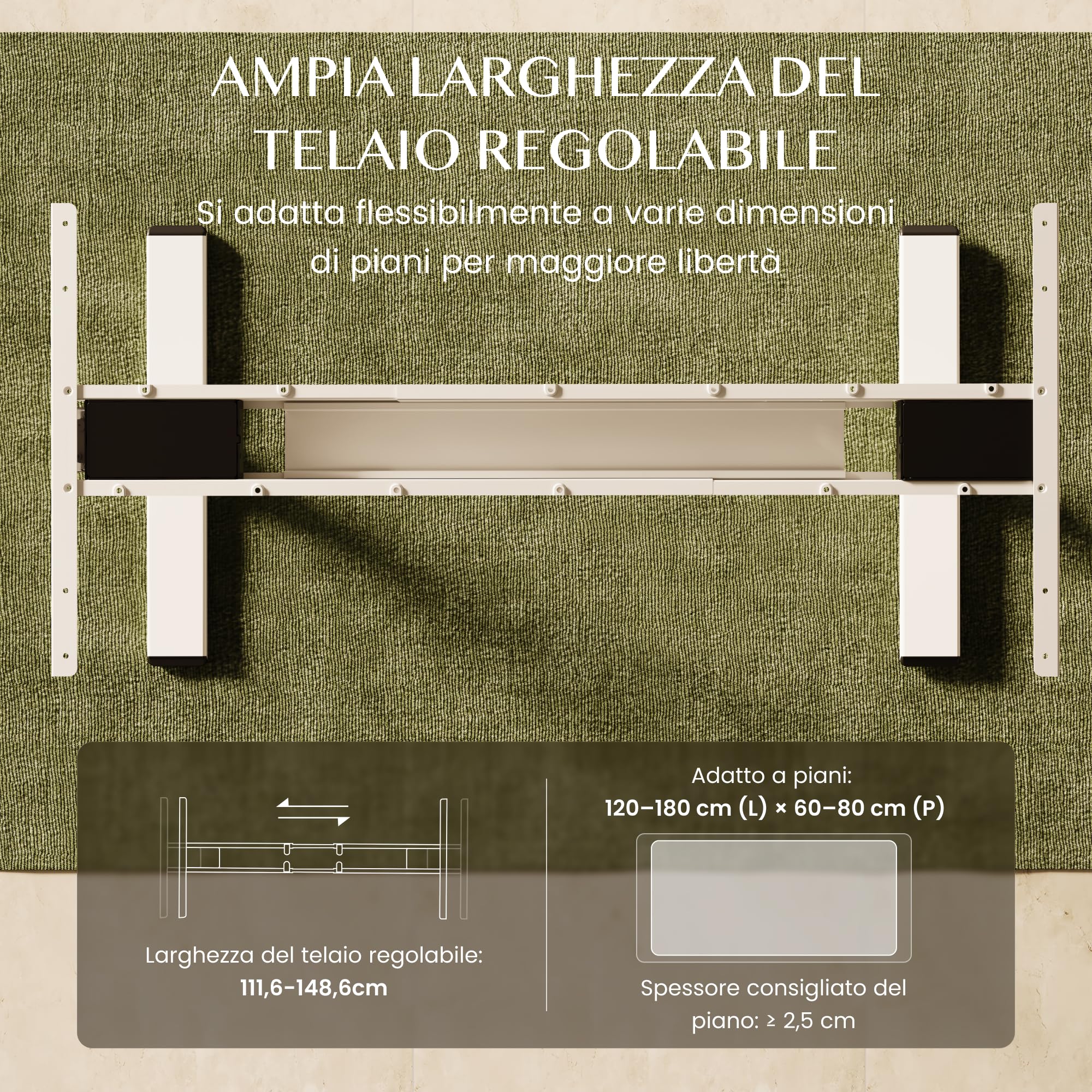 FLEXISPOT Scrivania Regolabile in Altezza Elettrica 160×80 cm con Doppio Motore, Piano Unico da 25 mm, Gambe Telescopiche a 3 Sezioni EC5 LITE