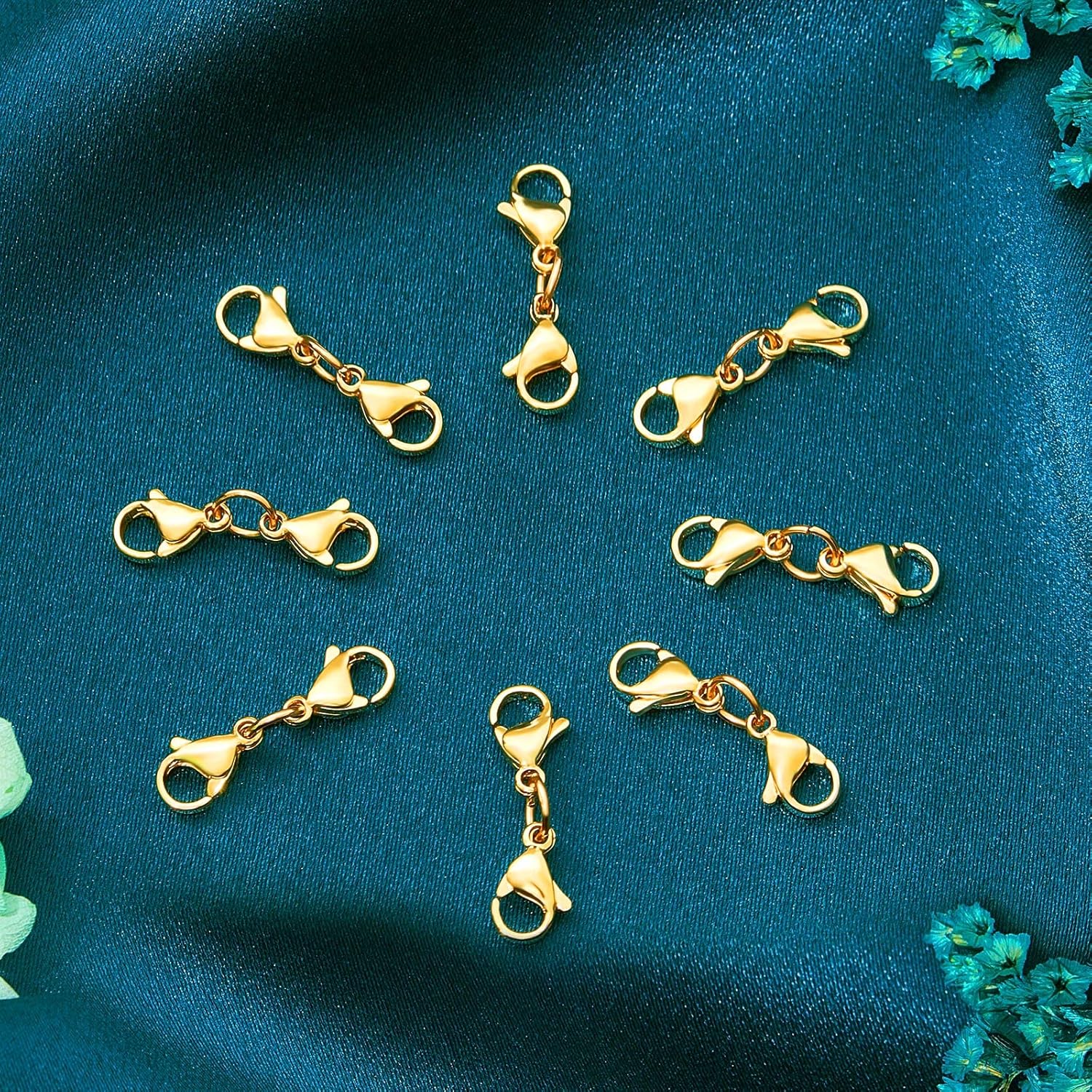 MTLEE Double Lobster Clasp Extender Double Claw Connector Bracelet Extension Clasp Small Bracelet Necklace Shortener for DIY Jewelry Making(Gold) - Image 7