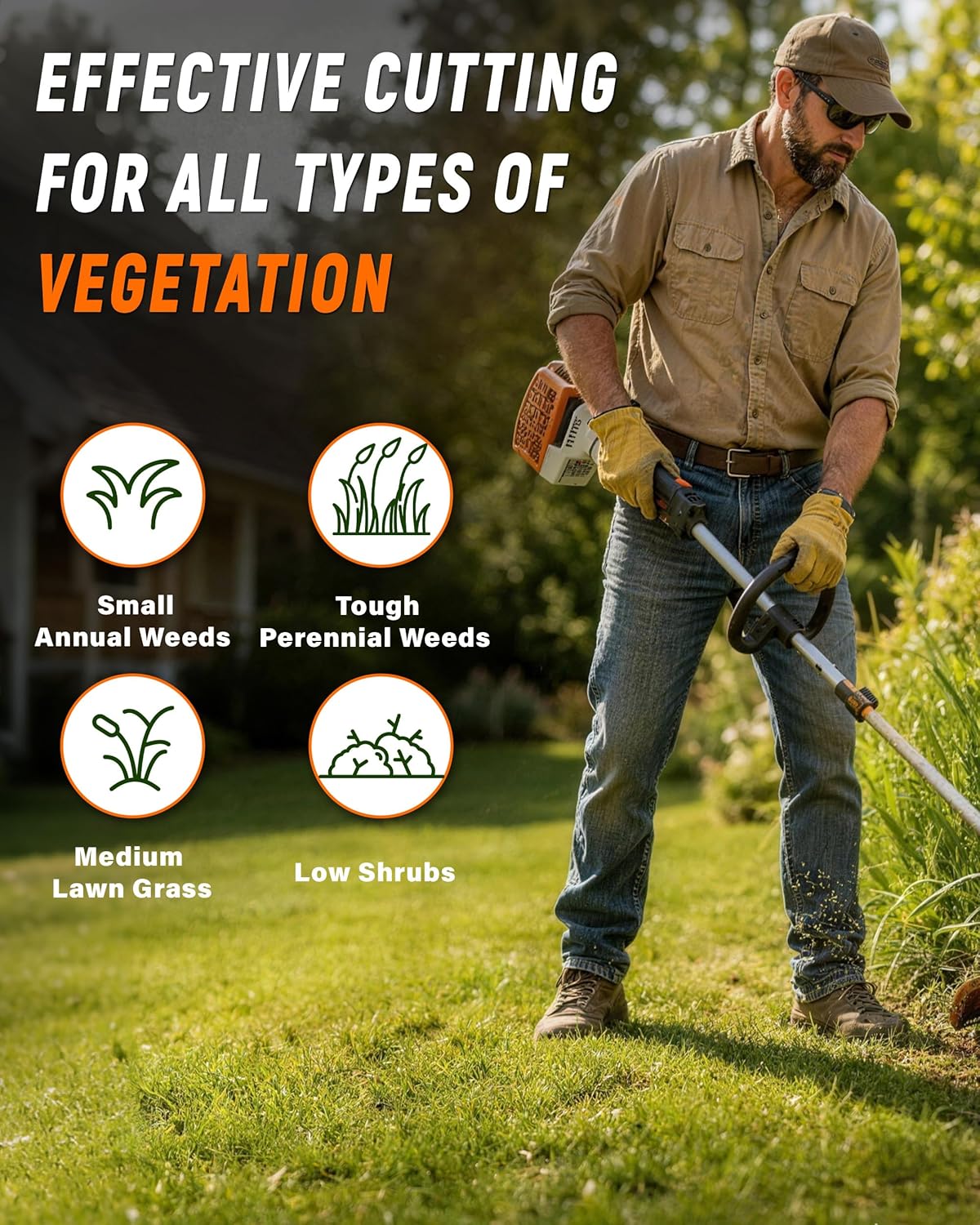 String Trimmer Line 0.080-Inch 5LB Weed Wacker String Commercial Grade Orange Pentagon Weed Eater String for Most String Trimmer,Multi-Head String Trimmer Attachment