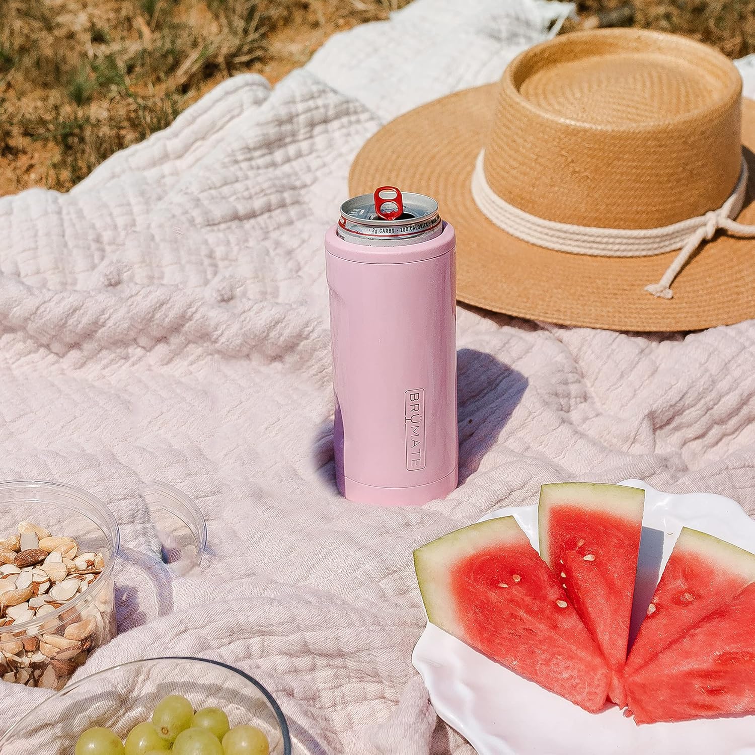 BrüMate Hopsulator Slim Double-walled Stainless Steel Insulated Can Cooler for 12 Oz Slim Cans (Blush): Home & Kitchen