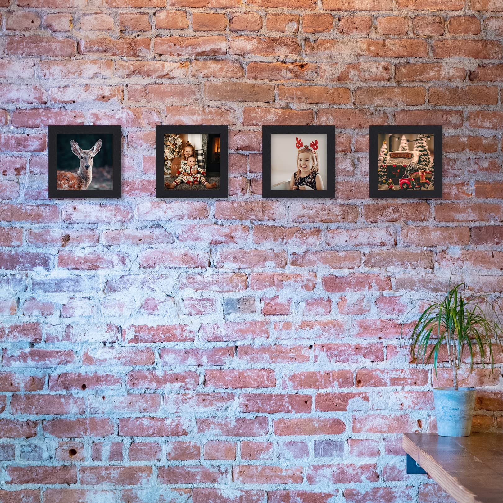 Amazon.co.jp: TOFOREVO 写真フレーム 4x4 ブラック 木目調 フォト