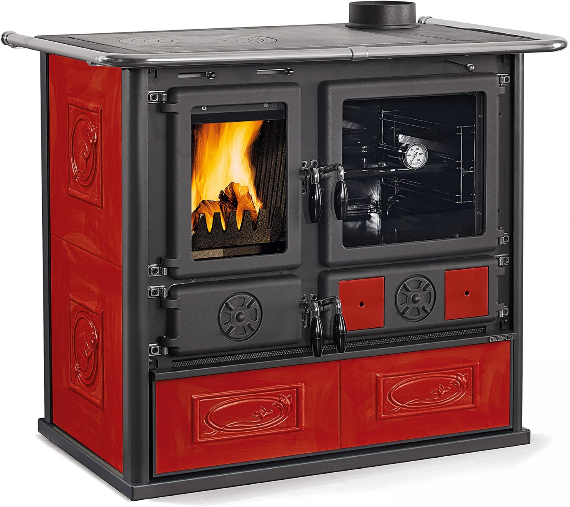 Cucina Rosa Liberty Bordeaux Potenza Kw 6,5 in Acciaio Rivestita in Maiolica