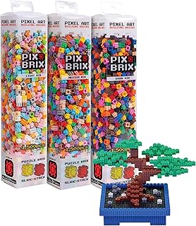 Pix Brix Pixel Art Puzzle Bricks Bundle - 4,500 Piece Pixel Art Kit, Mixed 32 Color Palette (Light, Medium, Dark) - Interlocking Building Bricks, Create 2D and 3D Builds - Stem Toys, Ages 6 Plus