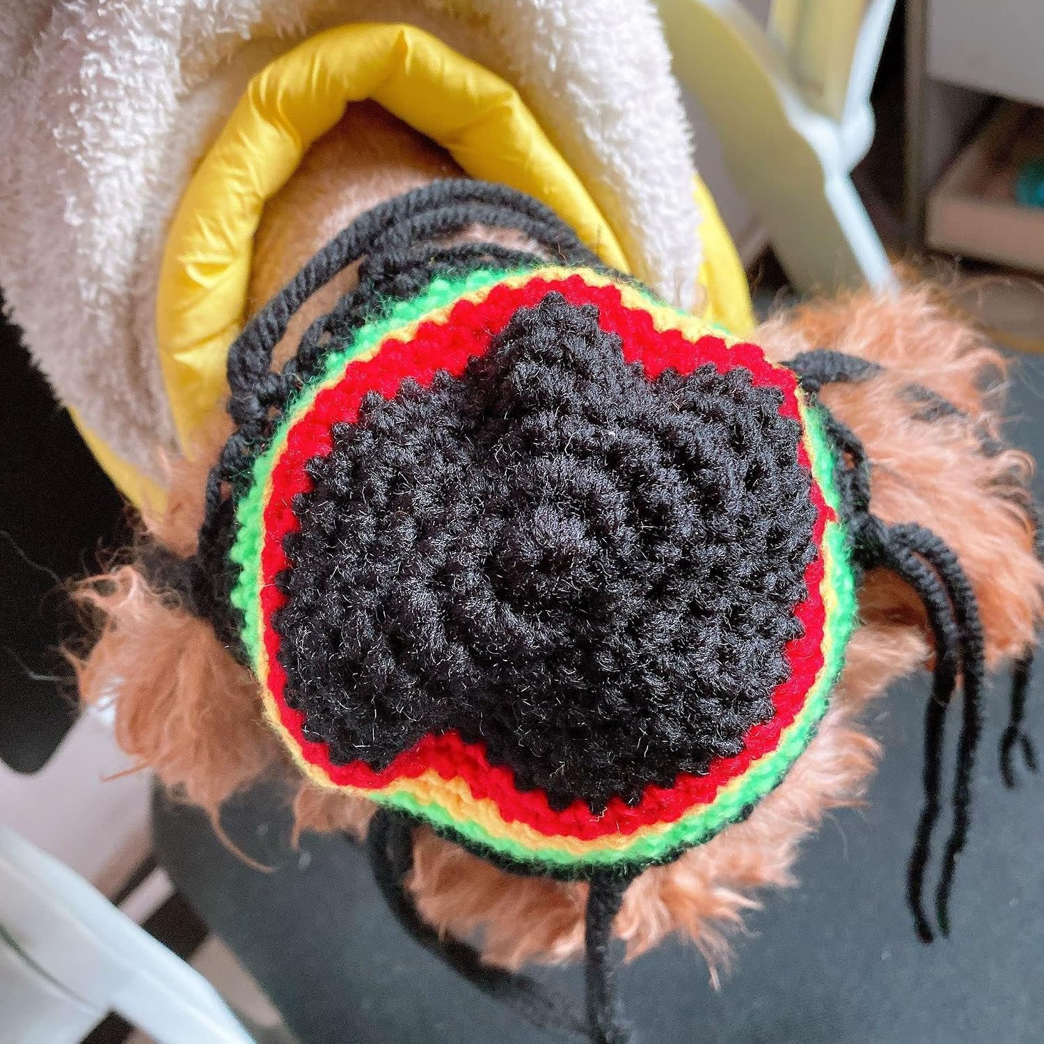 Dog Knitted Hat with Dreadlocks,Dog Winter Woolen Cap Cool Cat Headwear | Puppy Costume Cosplay Hat Party Accessories for Christmas Pet Birthday Holiday