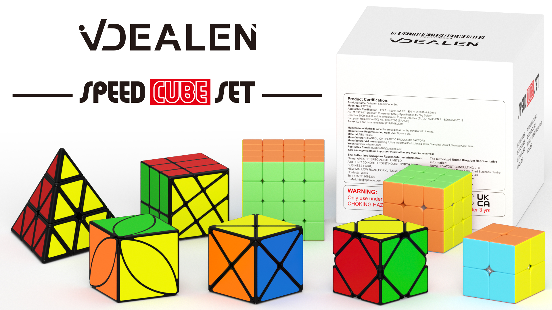 Vdealen Speed Cube Set, Magic Cube Pack of 2x2 3x3 4x4 Pyramid