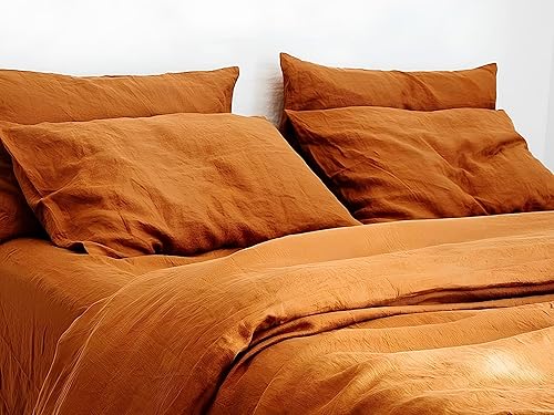 Miniatura 3 de INDACORIFY Juego de funda de edredón de algodón lavado canela, juego de ropa de cama bohemio, tamaño individual, matrimonial, queen, king, lavado a