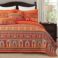 Vista 18 de TWINRUN Juego de ropa de cama de algodón tamaño queen, juego de ropa de cama de algodón, juego de edredón bohemio, juegos de ropa de cama de granja