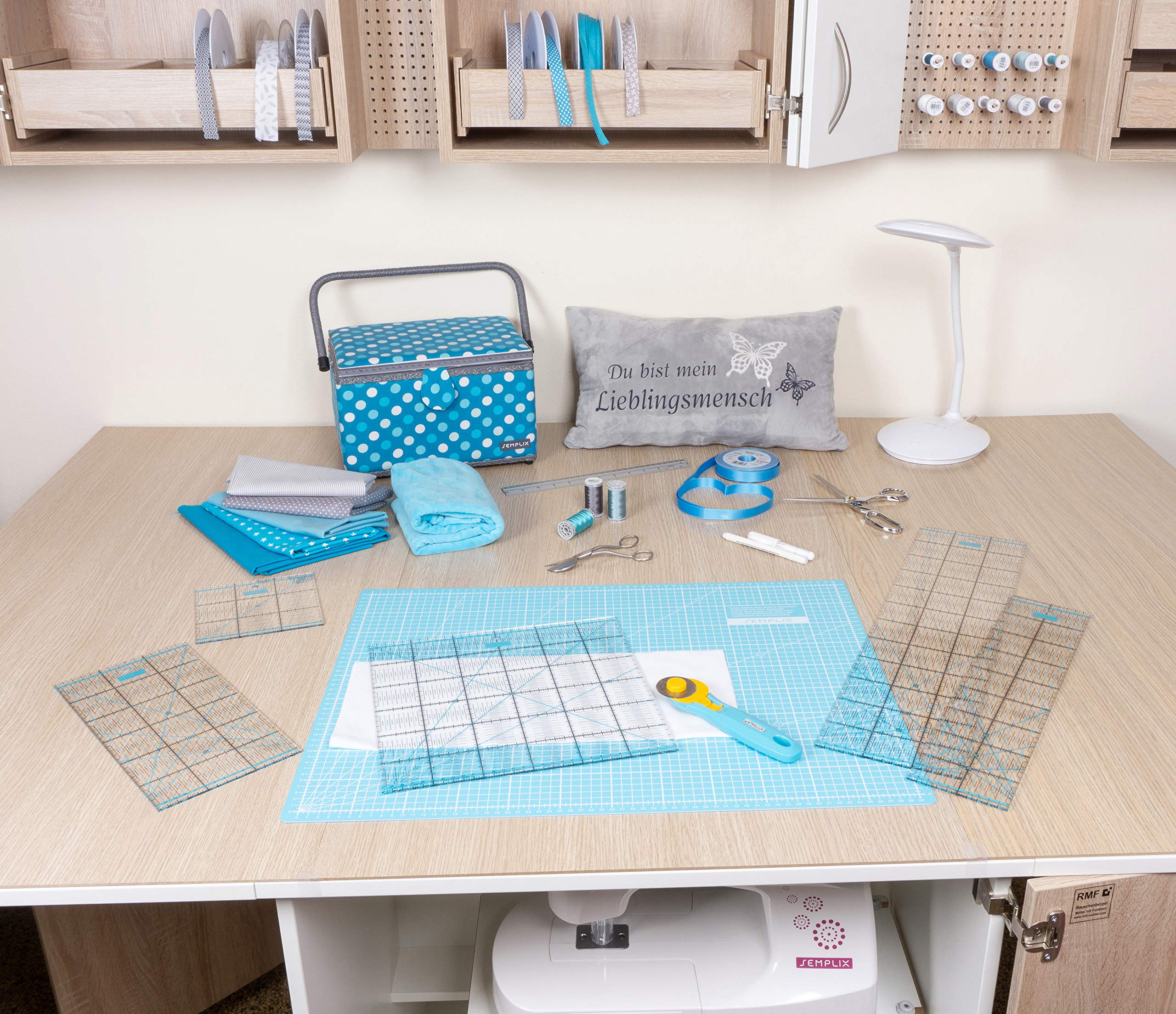 Semplix Schneidematten Set A2 Rollschneider Lineal Prym (türkis/petrol)
