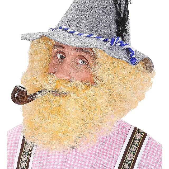Widmann 6490B - Peluca con barba, rubia, para varios personajes, fiesta popular, fiesta de la cerveza…