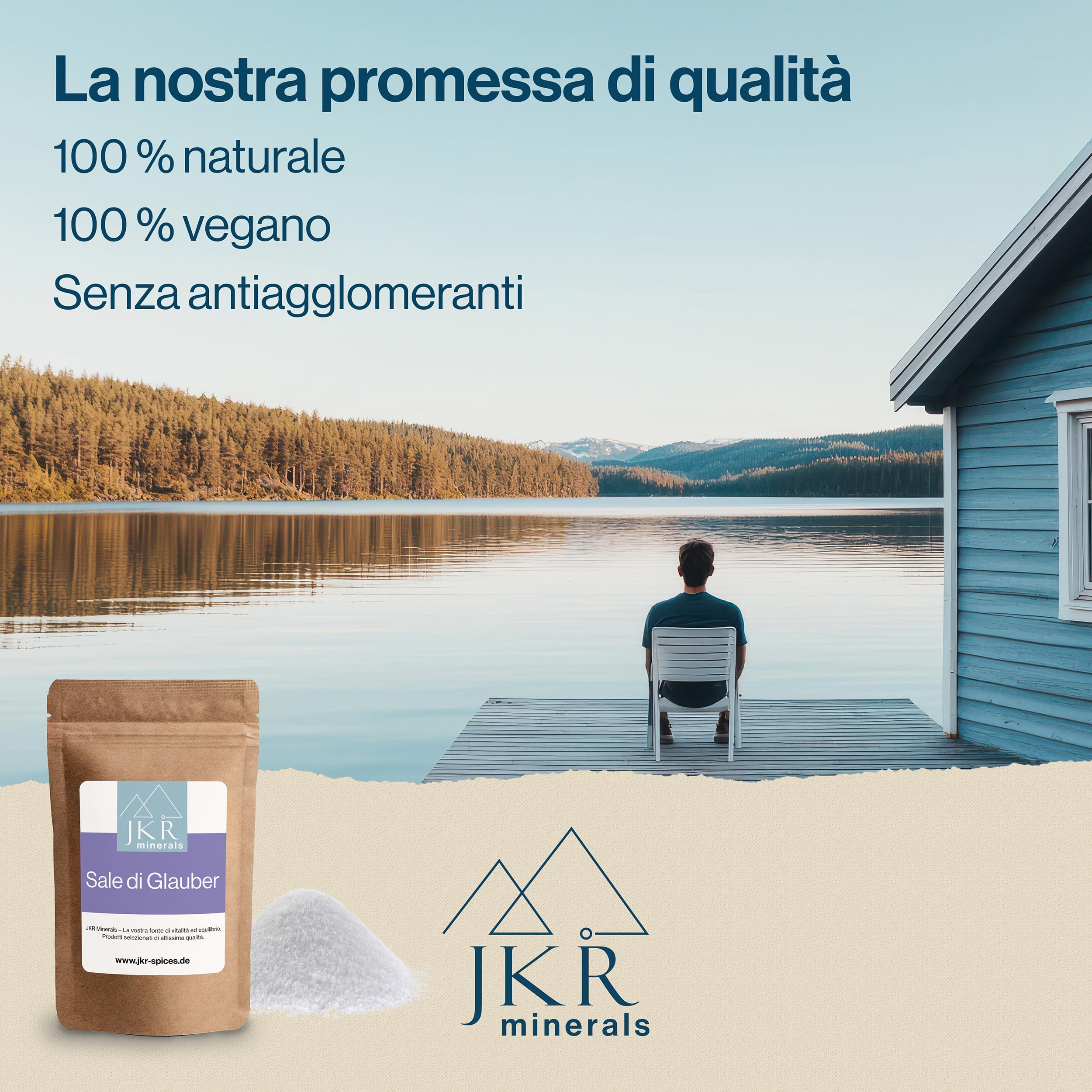 JKR Minerals Sale di Glauber 450g | Sale Glauber per uso alimentare | Solfato di sodio per uso alimentare | Na2SO4 in sacchetto richiudibile a emissioni zero di CO²