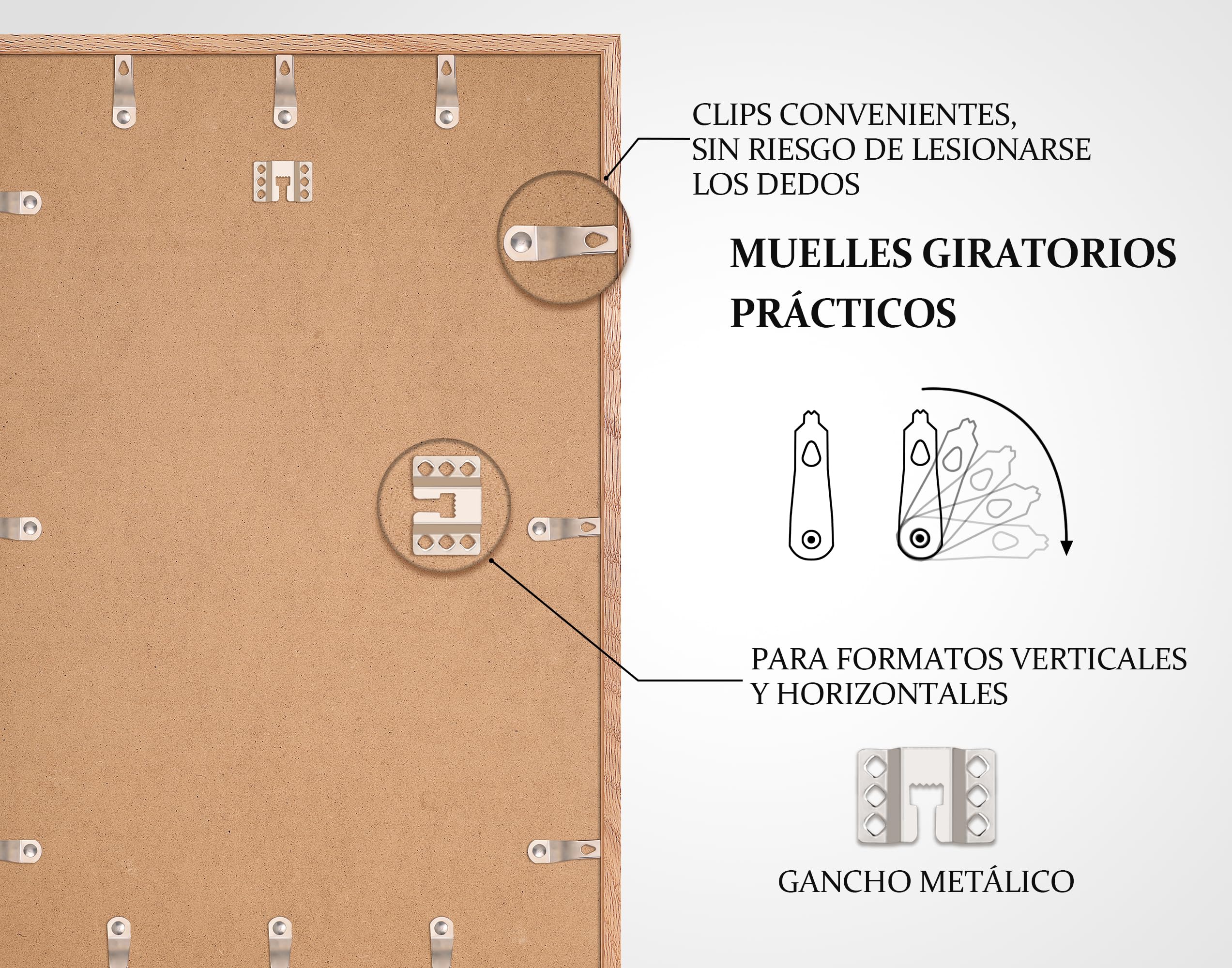 HIMEETIME® 1x Marco de Fotos - A2 42x59.4 cm,Madera de Roble | Passepartout 30x42cm | Marco 42x60 Grande para Diplomas - Solo para Montaje en Pared