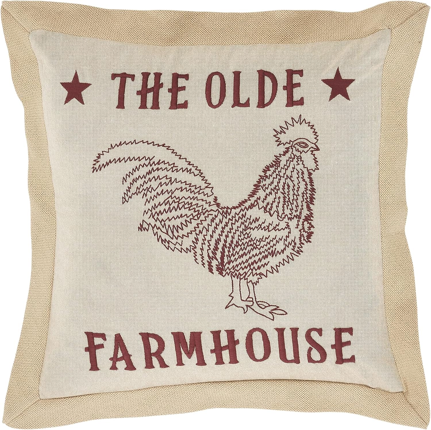 VHC Brands Cider Mill Primitive Pig Pillow, Tan & Red, 14x18