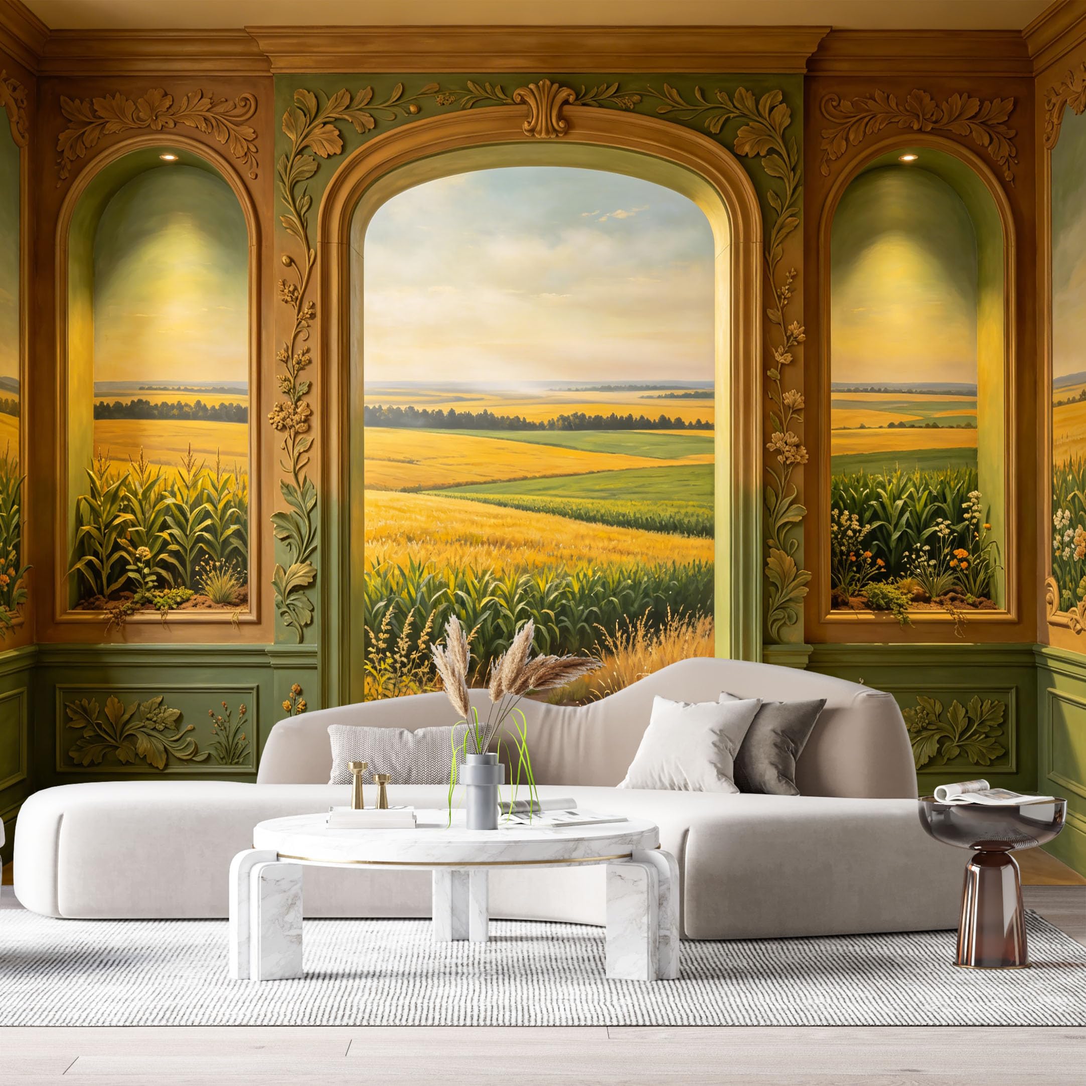 Custom Size Wall Murals Neoclassical Farmhouse Landscape Oil Painting 3D Trompe L'Oeil SelfAdhesiveWall Fabric Removable Wallpaper Wall Decor for Living Room Bedroom Bathroom