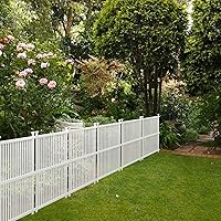 Vista 7 de Paneles de valla de vinilo, 2 unidades de valla de privacidad para piquetes al aire libre, 2 paneles de valla de PVC blanco, 48 pulgadas de alto x